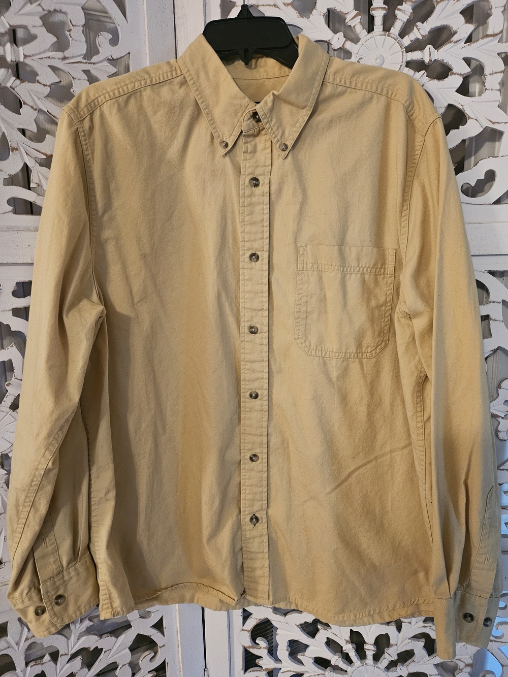 Eddie Bauer Men's Soft Tan Button-Down Oxford Shirt